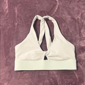 Women's Fabletics Halter Bralette - Cream and light blue